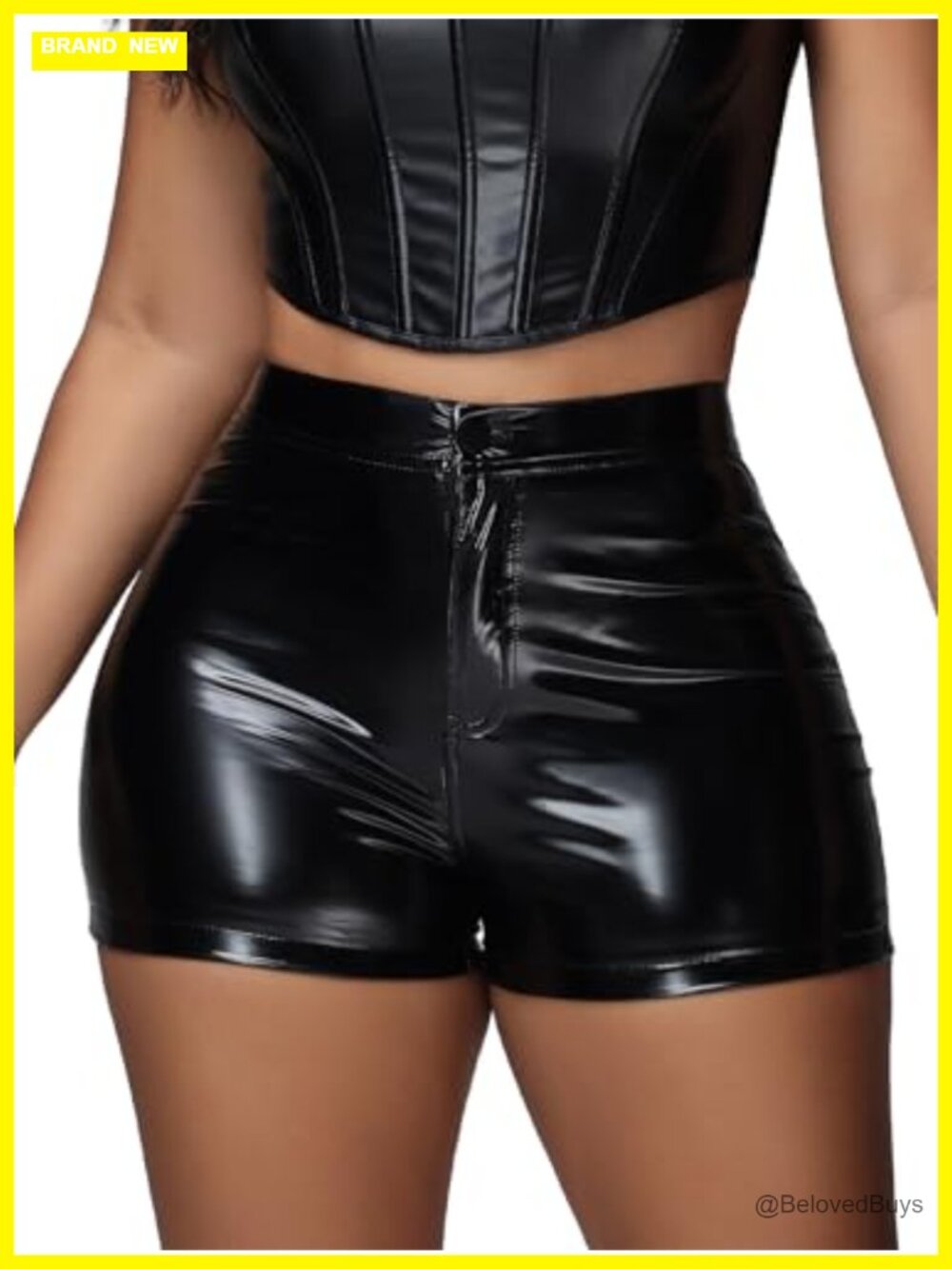 Faux Leather High Waist Metallic Rave Mini Shorts Hot Pants